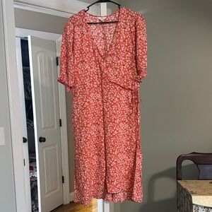 Time and Tru Red Floral Midi Dress